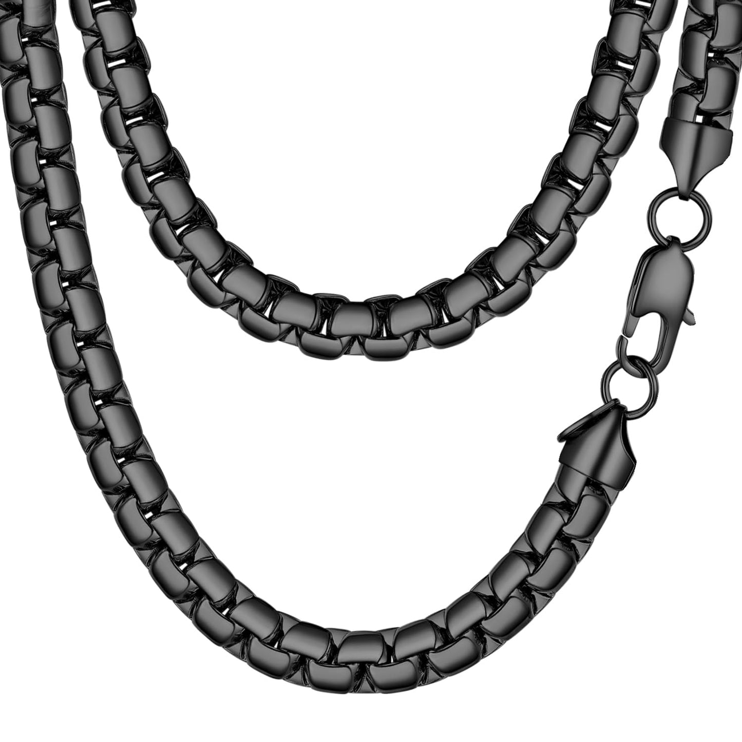 PROSTEEL Black Stainless Steel Necklace for Men 8mm Non Tarnish & Hypoallergenic Long Chain Hip Pop Jewelry