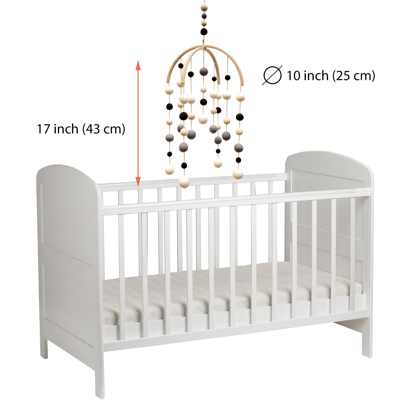 GLACIART ONE Black and White Baby Crib Mobile | Safe High Contrast Wool Toys, Neutral Room Decor for Boy & Girl | Develops Cognitive, Visual & Motor Skills | Great Gift Idea