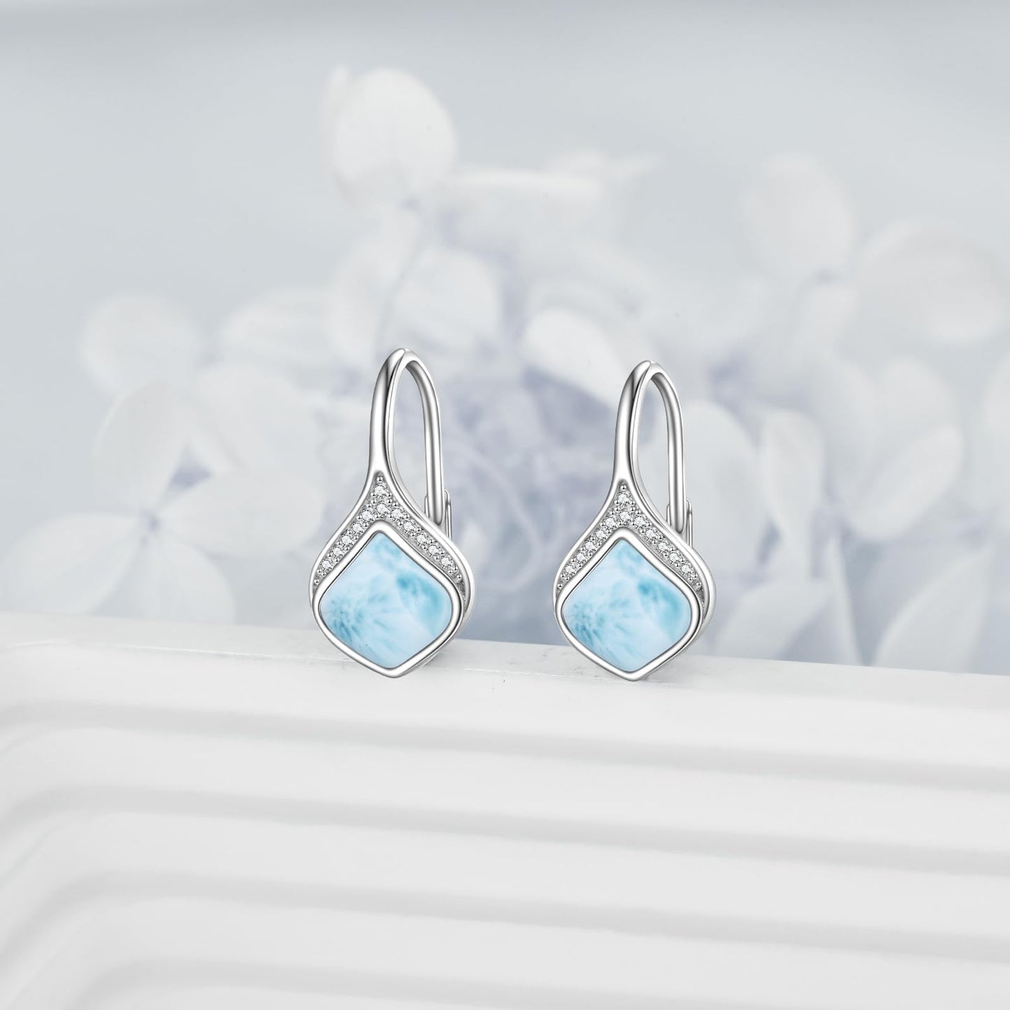 Larimar Jewelry Drop Earrings Sterling Silver Larimar Teardrop Earrings Natural Gemstone Dangle Earrings Jewelry Christmas Gifts For Women