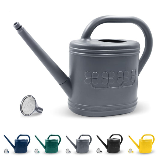 2 Gallon Watering Can, Outdoor Watering Can for Plants, Garden Water Can with Removable Long Spout and Stainless Steel Sprinkler Head, Large Water Can for Greenhouse (Grey, 2 Gallon)