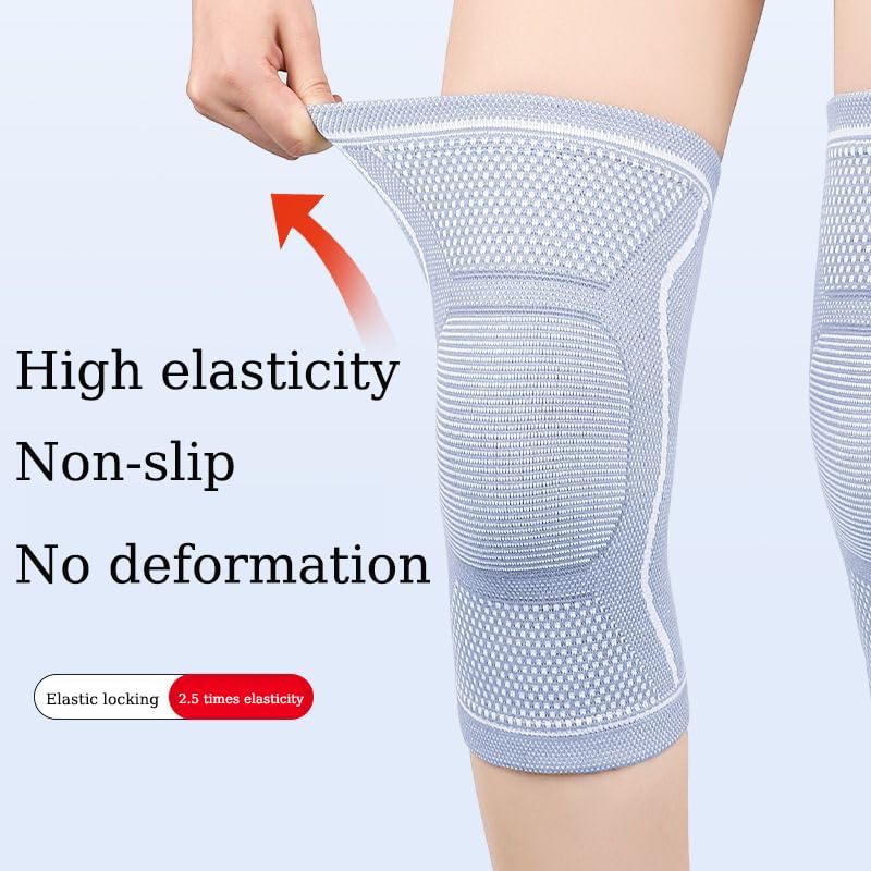 Compression Knee Sleeve for Men Women - Bamboo Charcoal Knee Brace for Sport Running (Gray, Large)