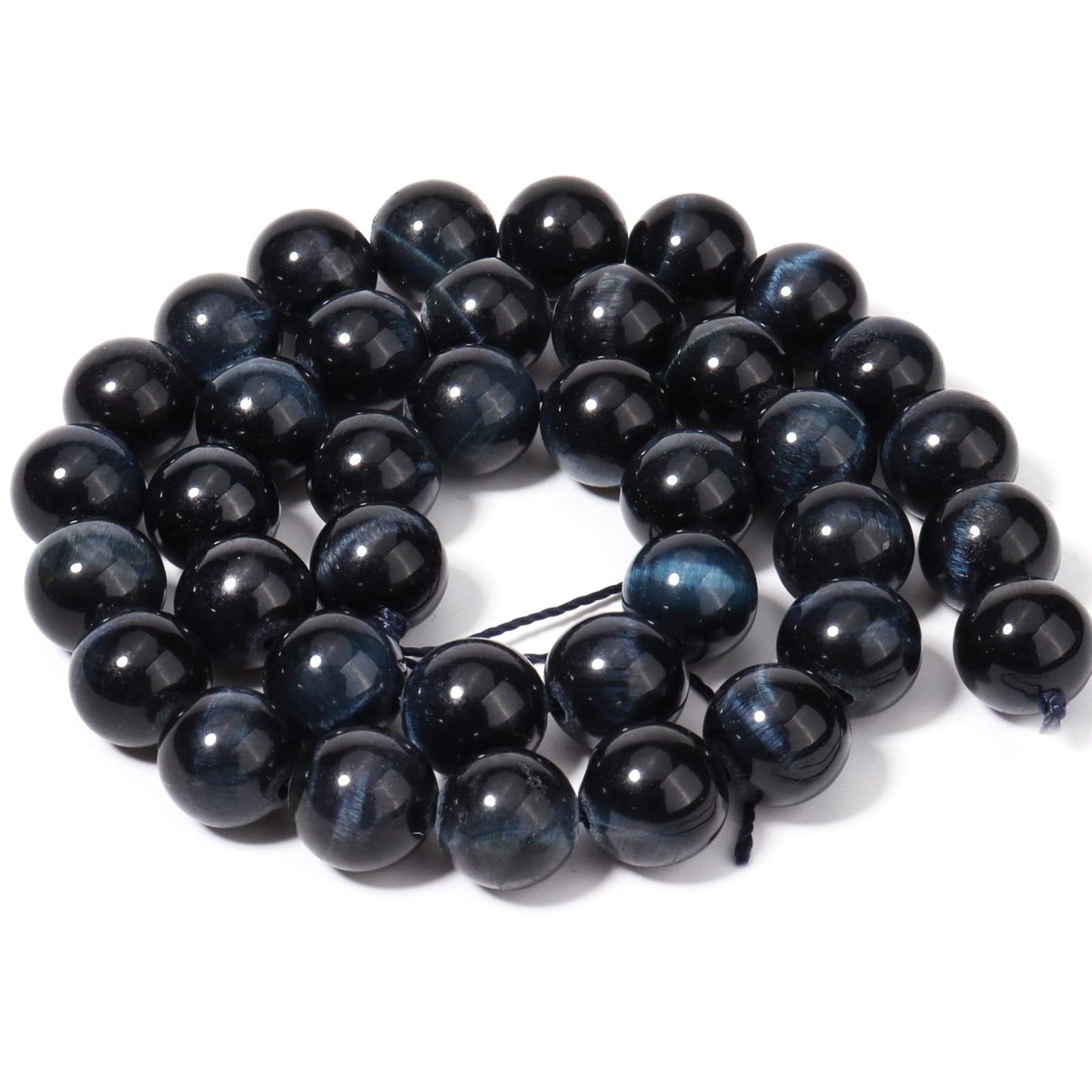 60pcs 6mm Natural Blue Black Tiger Eye Gemstone Beads Energy Healing Crystal Round Loose Stone Beads for Jewelry Making, DIY Bracelets Necklaces