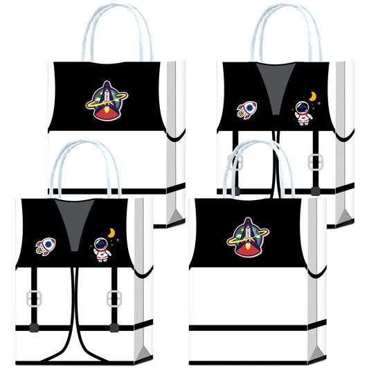 16 Pieces Astronaut Vest Birthday Goodie Bags,Outer Space Gift Snacks Treat Candy Favors Bags with Handles for Space Suit Theme Birthday Party Decorations