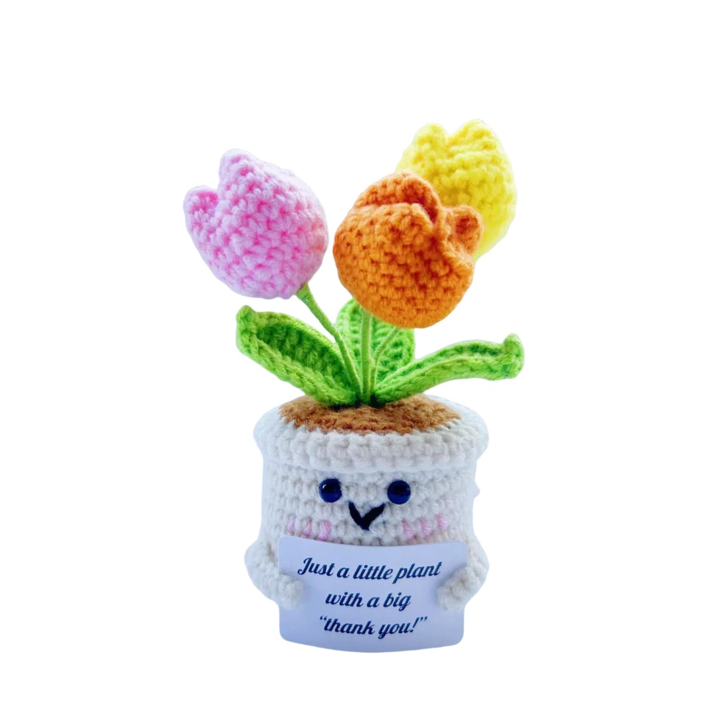 Sulieschen Positive Crochet Tulip Flowers – Handmade Thank You Gifts-Unique Office Decor,New Job Gifts,Positive Energy,Crochet Flowers Appreciation Gift for Women, Mom, Teacher, Friend, Office Décor