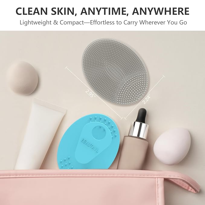 Face Scrubber 4 Pack, BEAUTAIL Silicone Manual Facial Cleansing Brush for Men Women, Gentle Face Scrubber Exfoliator, Skin Care Exfoliating Face Brush, Black+Starlight+Pink+Blue