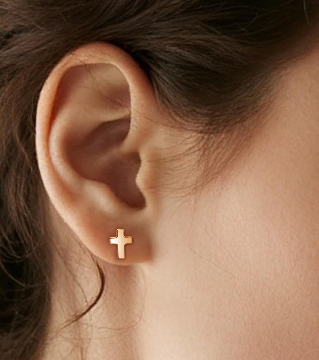 Limerencia Titanium Stud Earrings - Hypoallergenic Earrings for Women Men Sensitive Ears - Minimalist Jewelry Flatback Cross Bolt Cartilage Earrings,Gold Tone