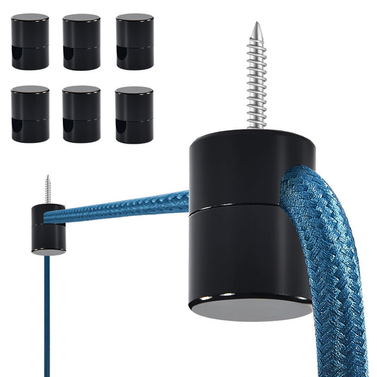 Adcssynd 6 Pack Aluminum Ceiling Hooks Heavy Duty for Hanging Lights, Swag Hooks for Ceiling, Black Swag Hook for Lamp Super Load, Decorative Modern Light Hanging Hook Easy to Use