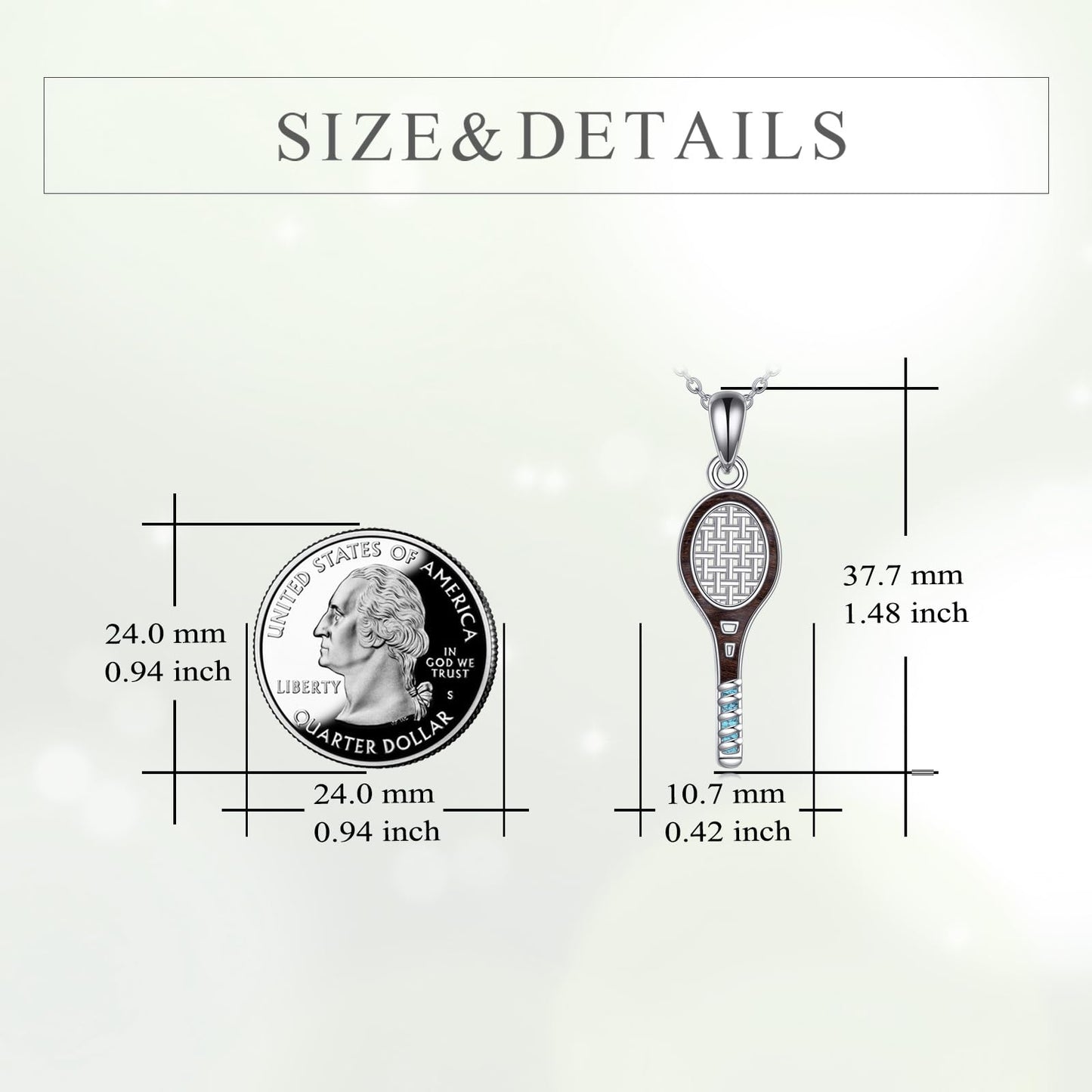 YFN Wooden Tennis Racket Necklace S925 Sterling Silver Tennis Player Jewelry Gifts for Women Sports Lovers (Silver-Wooden Tennis Necklace)