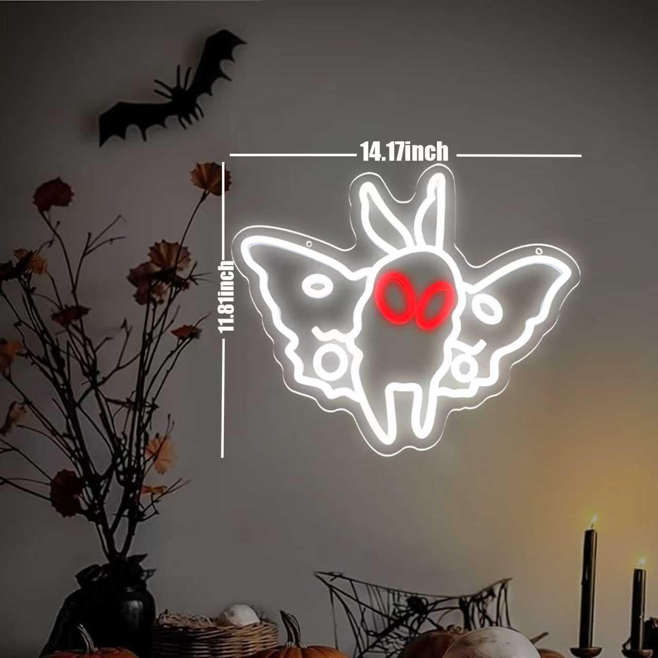 WLFLXG Mothman Neon Sign for Wall Decor, Dimmable Cryptid Led Neon Light for Kids Room Man Cave Decoration, USB Power Neon Lights for Bedroom Party Birthday Gifts