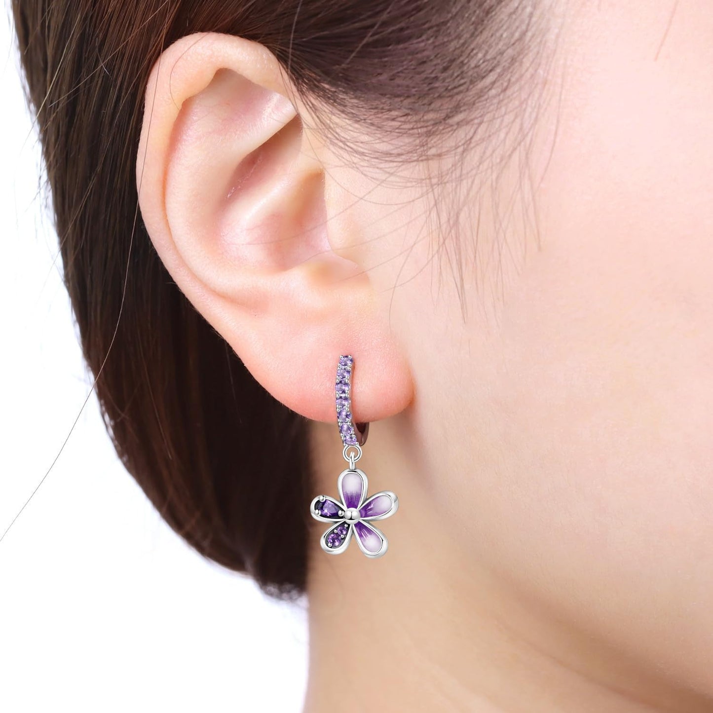 vireau 925 Sterling Silver Drop Earrings Dragonfly Flower Moon Star Dangle Earrings Hypoallergenic Sterling Silver Earrings Jewelry for Women (Flowers)