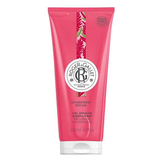 ROGER & GALLET Wellbeing Shower Gel – Plant-Based Hydrating Body Wash with Aloe Vera, Gentle Foaming Cleanser for Soft Skin (Gingembre Rouge - Red Ginger | 6.7 Oz)