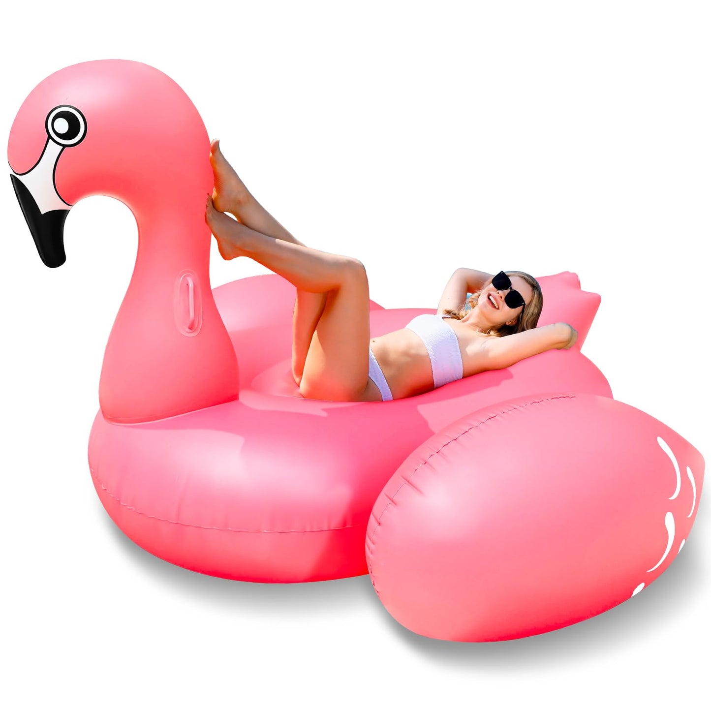TURNMEON 102" Giant Flamingo Pool Float Inflatable Summer Beach Float Swimming Pool Party Toys Ride-on Lounge Raft Water Pool Floatie for 2-4 Multi Players Adults Lake Floats, Flamingo