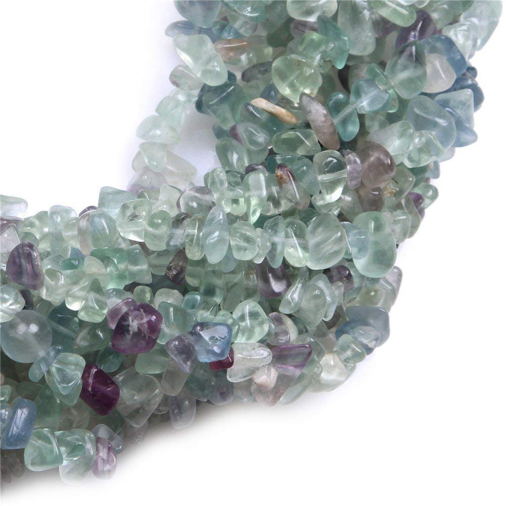 HAAMIIQII 5-8mm Natural Fluorite Chips Beads Irregular Chip Stones Loose Gemstone Beads Energy Healing Beads for Jewelry Making Strand 30 Inch