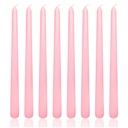 8 Pack 10 Inch Pink Taper Candles Long Burning Time and Dripless for Dinner Home Decor Wedding Shower