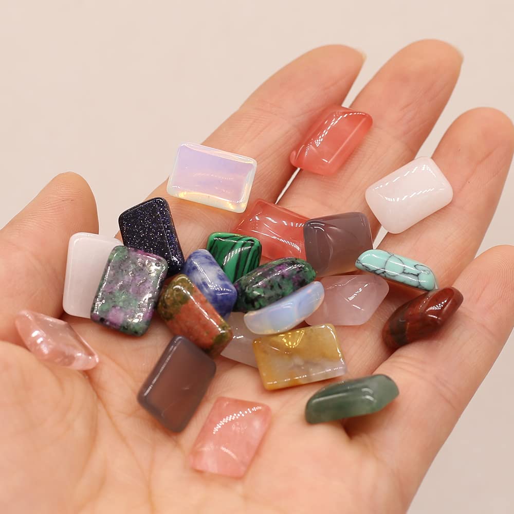 Rectangle Cabochon Flatback Natural Stones Cabochon for Jewelry Making 20 Pcs