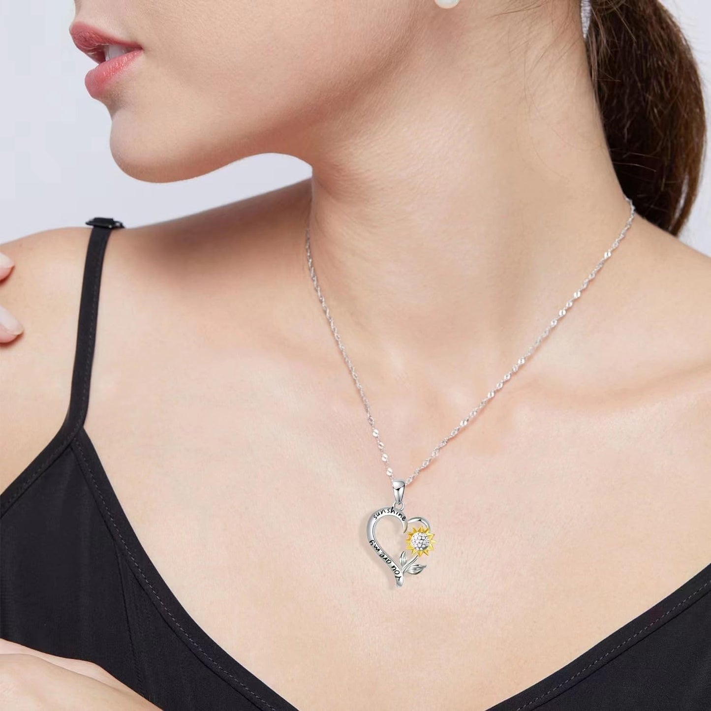 CCJM Sunflower Necklace for Women,Mothers Day Anniversary Birthday Christmas Gifts,You Are My Sunshine Sunflower Necklace Gift for Mom Wife Girlfriend Granddaughter Daughter Sister
