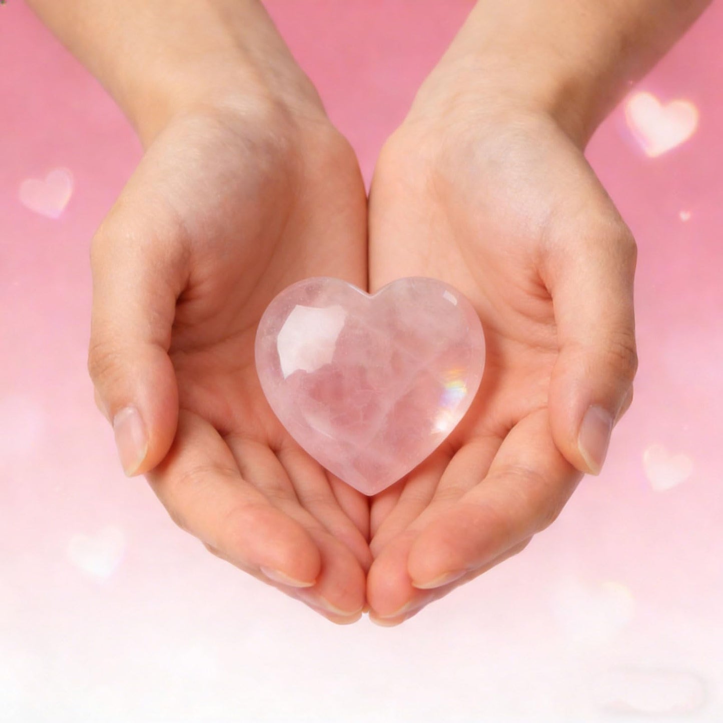 ideayard 45mm Rose Quartz Heart, Crystal Stone 1pcs Puff Heart, Love Palm Healing Stone Reiki Crystal Gemstone Worry Stones for Anxiety
