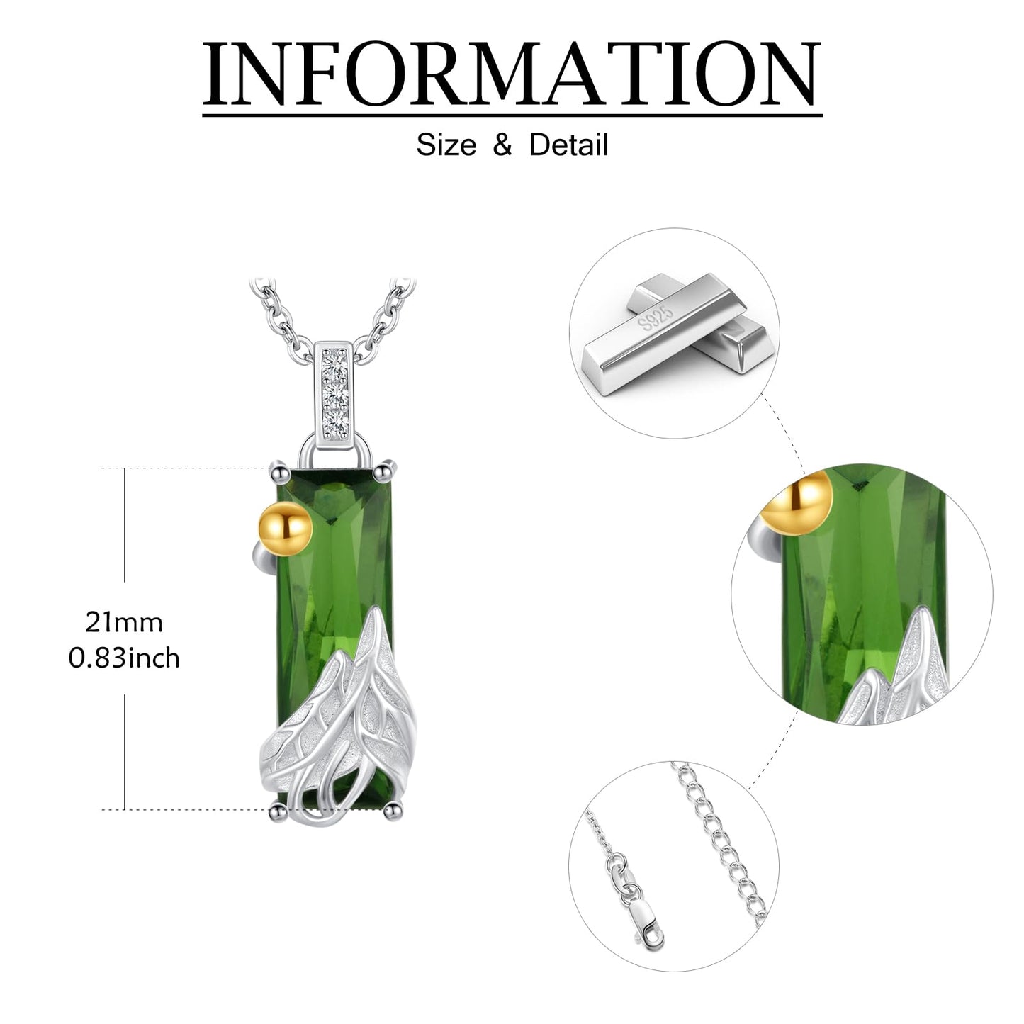 AENEAS Mountain Necklace for Women Sterling Silver Nature Green Crystal Pendant Jewelry Gifts for Women Wife Her
