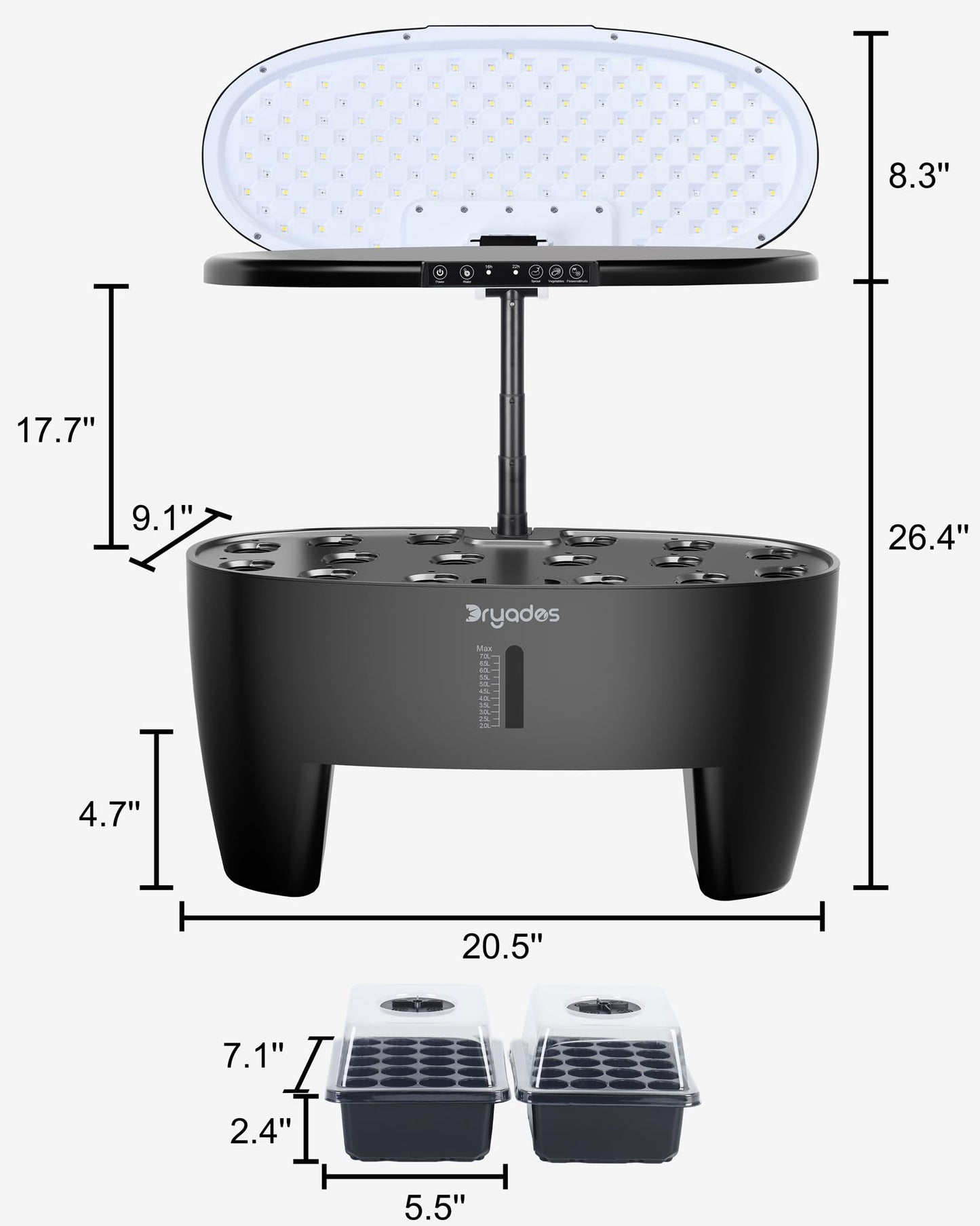 DRYADES Hydroponic Growing System Kit 16 Pods, Smart Herb Garden with Sprout Mode Can Seedling in Advance & 24W Full Spectrum LED Grow Light, Indoor Garden Planter for Home/Office/School (Black)