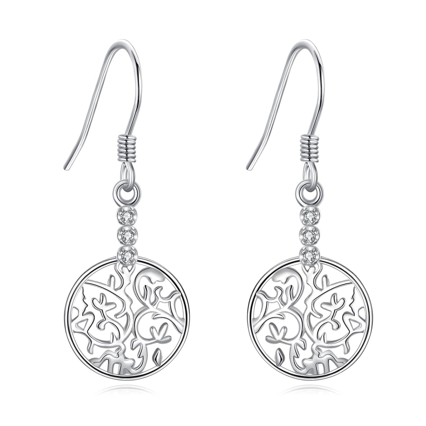 925 Sterling Silver Tree of Life Earrings for Women Dangle Filigree Teardrop Leverback Earrings Birthday Mothers Day Jewelry for Mom (Filigree)