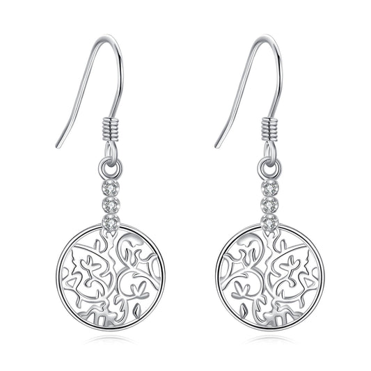 925 Sterling Silver Tree of Life Earrings for Women Dangle Filigree Teardrop Leverback Earrings Birthday Mothers Day Jewelry for Mom (Filigree)