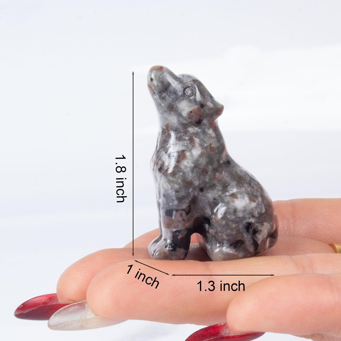Hguxmcu Flame Stone Wolf Figurine,Crystal Carved Statue for Home Office Desk Decor,Hand Carved 1.8 Inch Healing Crystal,Spirit Animal Gift for Wolf Lovers,Good Luck Feng Shui Protection Totem