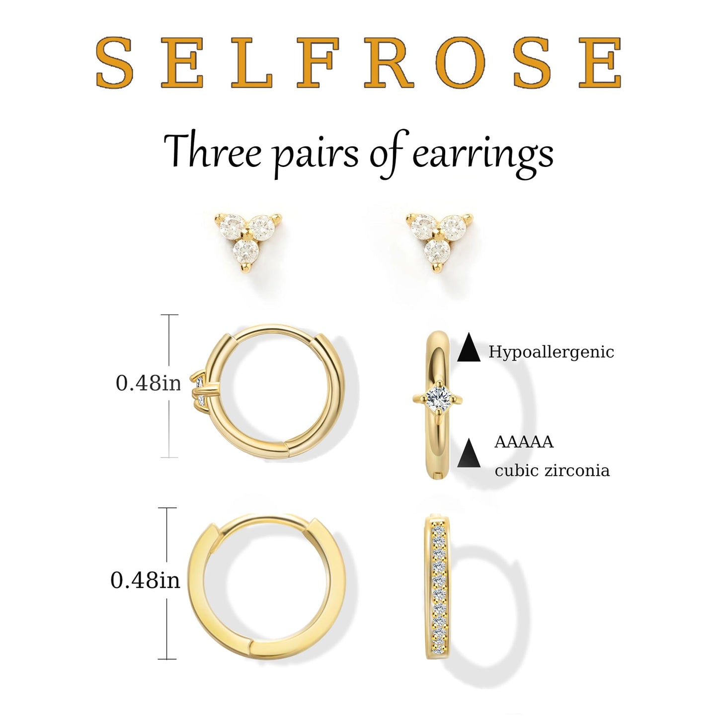 SELFROSE Gold Earrings For Women, Dainty Huggie Earrings Stack 14K Gold Plated Pearl Dangle Earrings for Women Trendy Cute Hypoallergenic Unique Gold Earring Stack Fashion Gold Jewelry Gifts