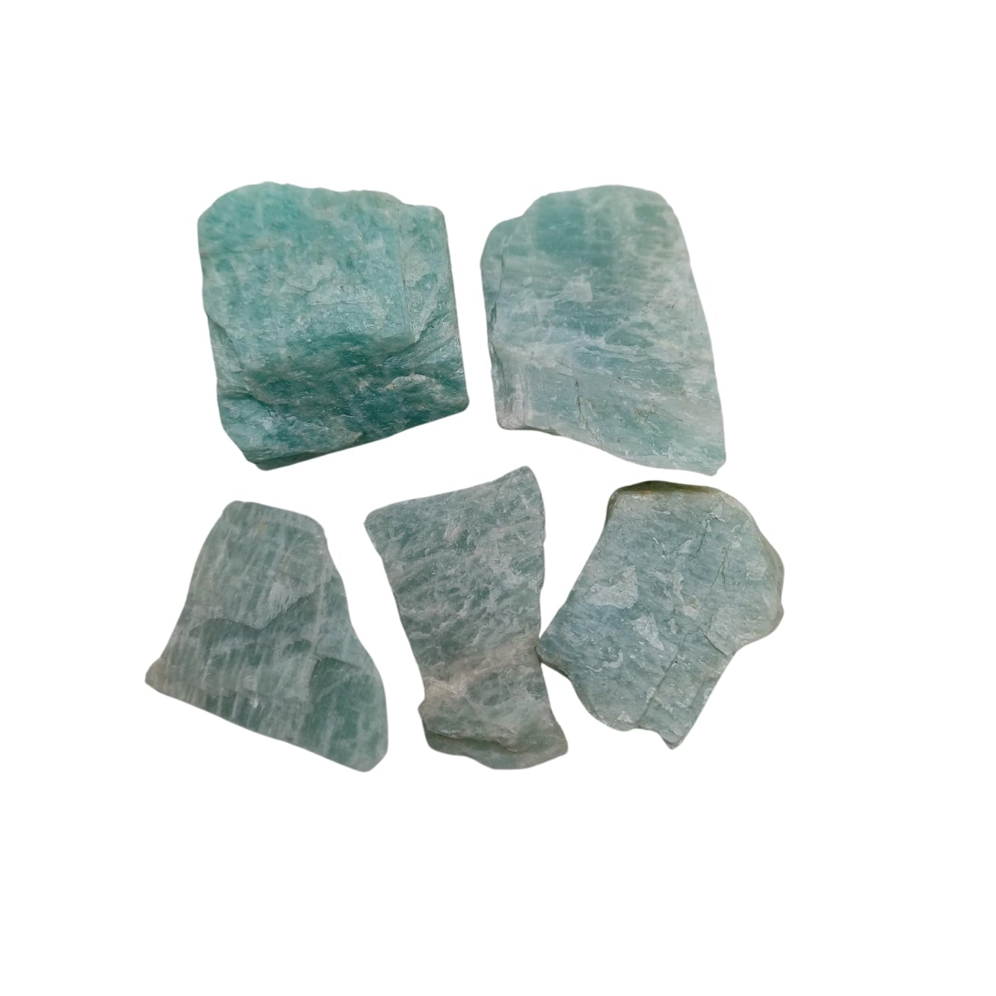 Karma Gems 5 Pcs Rough Amazonite Natural Crystal - Tumbling Rocks - Cool Rocks and Agate Stone - Amazonite for Energy Healing of Mind and Body - Enhance Personal Luck