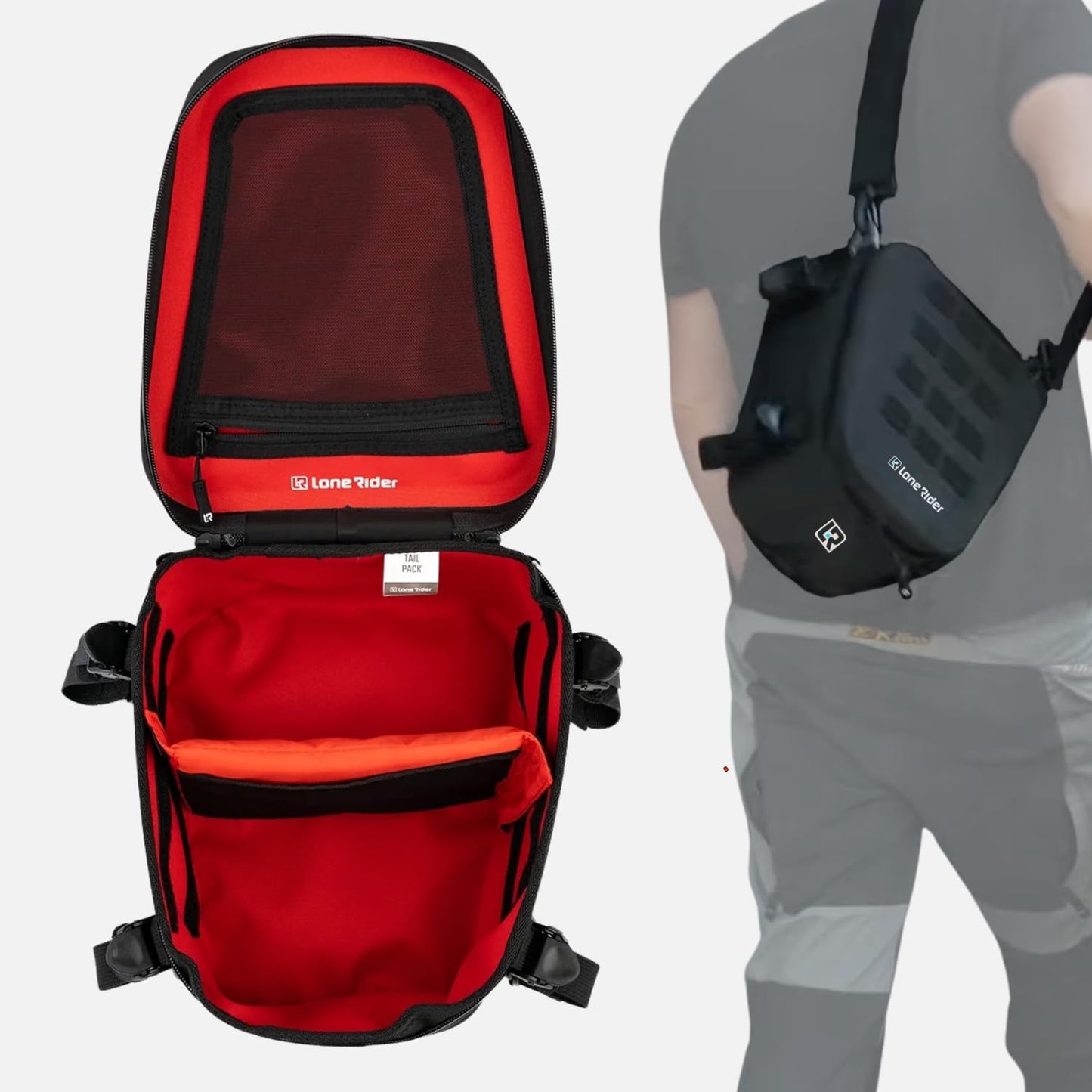 Lone Rider Motorcycle Tail Pack 8L - Waterproof Motorbike Tailpack Dry Bag with MOLLE Top, Cam Buckle and Loop Webbing Mounts - Fits Most Seats, Rear Racks, Panniers and Saddlebags