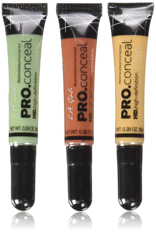 L.A. Girl Pro Conceal Set Orange, Yellow, Green Correctors, Pack of 3 (Bundle GC990+GC991+GC992-B)