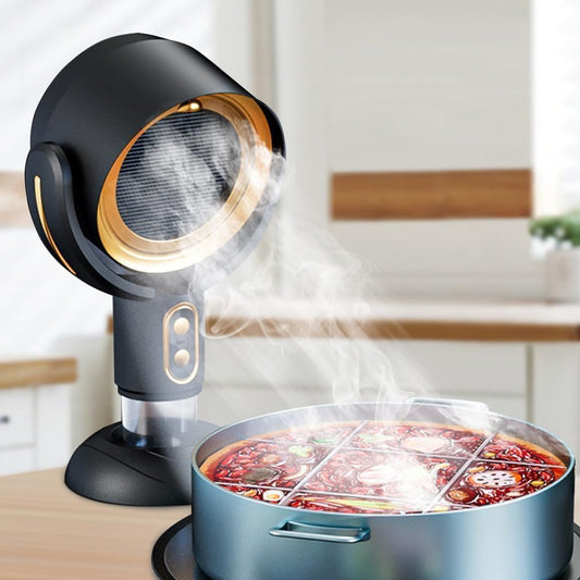 Portable Range Hood, Desktop Range Hood with 2 Speed Exhaust Fan, Detachable Aluminum Filter, Large Oil Collection Cup, Portable Kitchen Exhaust Fan for Indoor BBQ, Hot Pot Camping Trips Home (Blue)