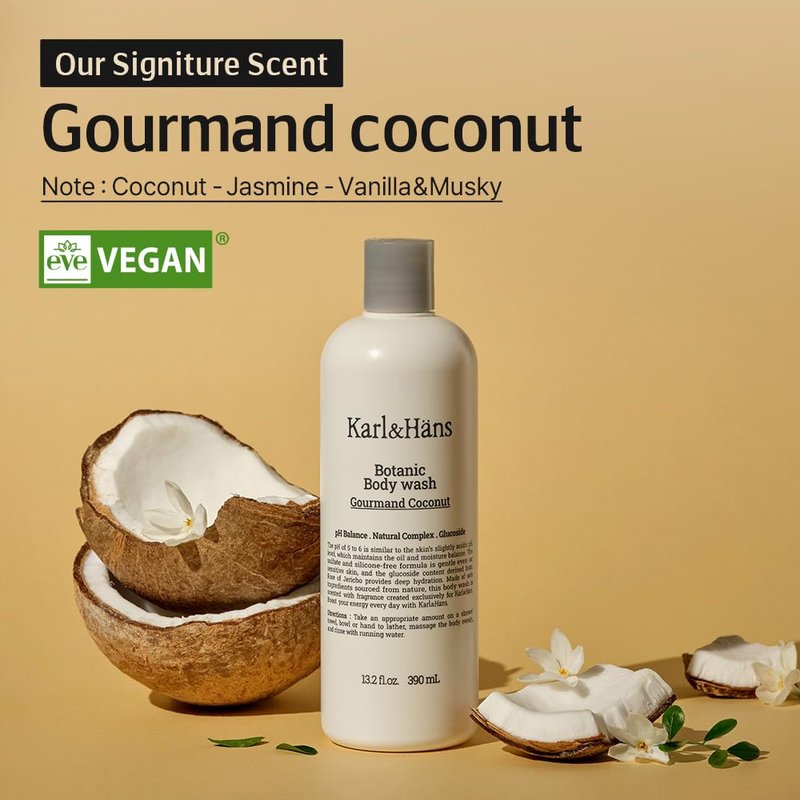Karl&Hans Botanic Gourmand Coconut Vegan Body Wash & Body Lotion Organic for Men and Women