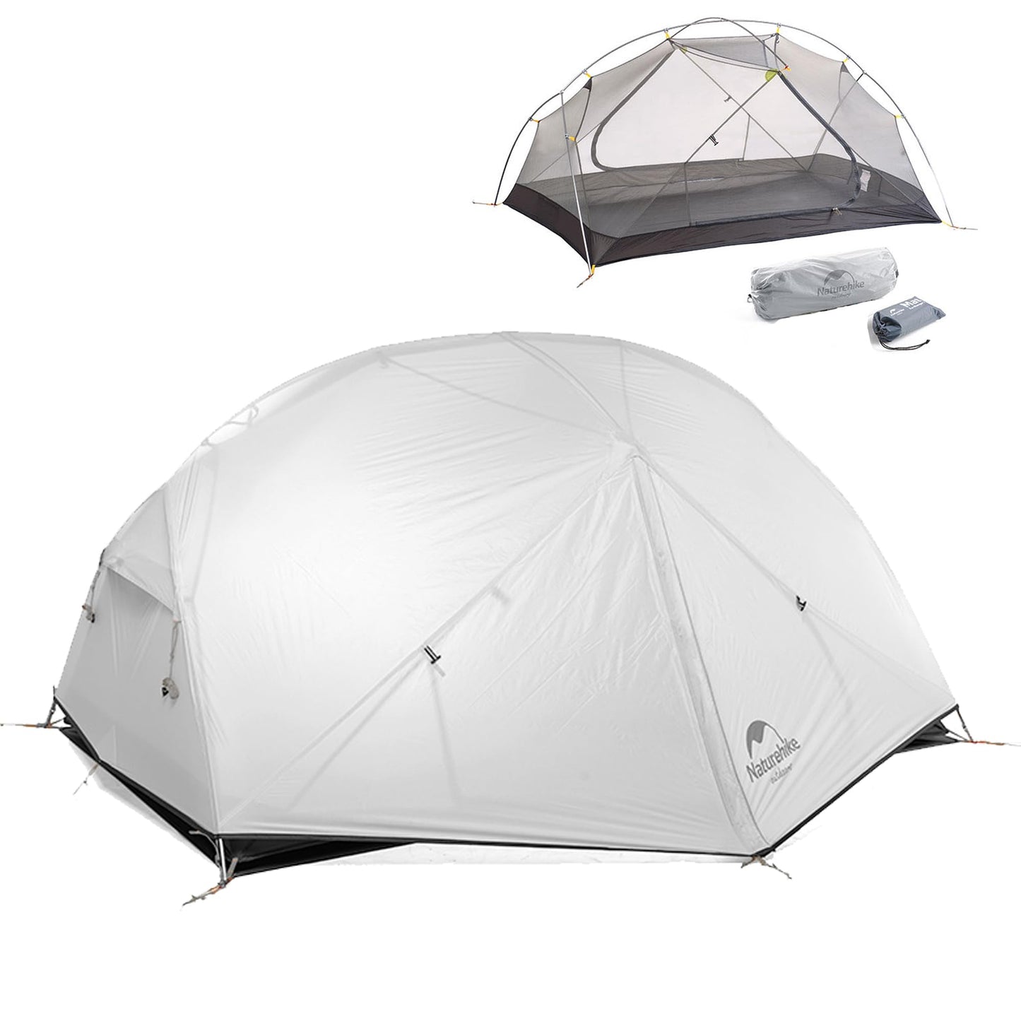 Naturehike Mongar 2 Person Lightweight Backpacking Tent - Waterproof Ultralight 3 Season Camping Tent, Easy Setup, Double Layer, for Hiking (Gray-20D Nylon, Mongar - 2 Person)