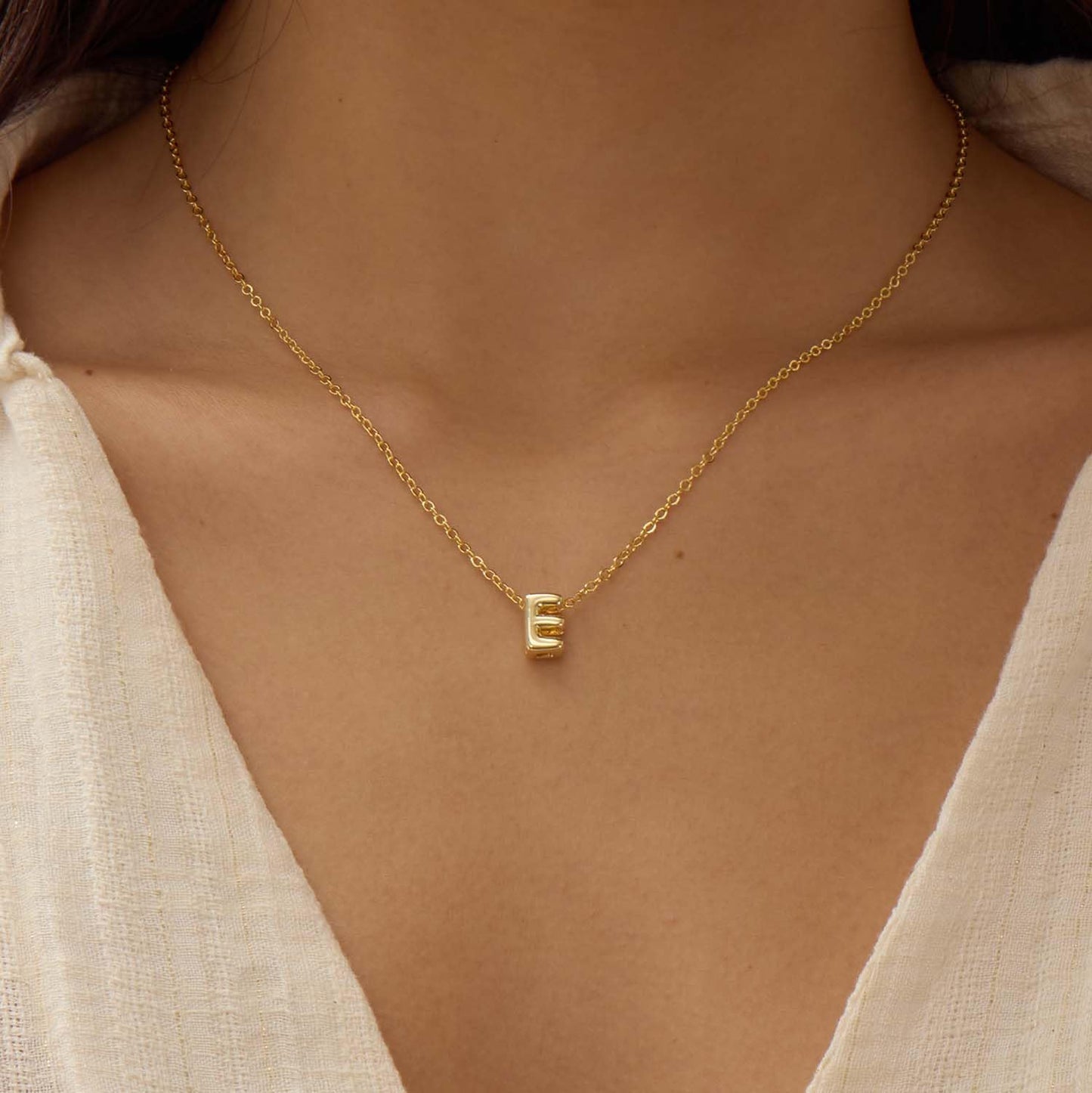 CUEZIY 14K Gold Plated Bubble Letter Necklace Initial Necklaces for Women Dainty Personalized Charm Pendant Name Necklace Cute Non Tarnish Fashion Accessories Teen Gift Trendy Stuff Jewelry Gifts