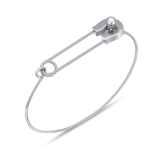 AILUOR Fashion Safety Pin Hook Bangle Bracelet, Vintage Punk Classic Simple Love Bracelet Jewelry Unisex (Silver)
