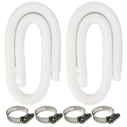 2 Pack Pool Pump Replacement Hose,1.25" Diameter, 59" Long Pool Filter Replacement Hoses for Above Ground Pools,Compatible with Intex Filter Pump 607, 637,Includes 4 Metal Clamps (white)