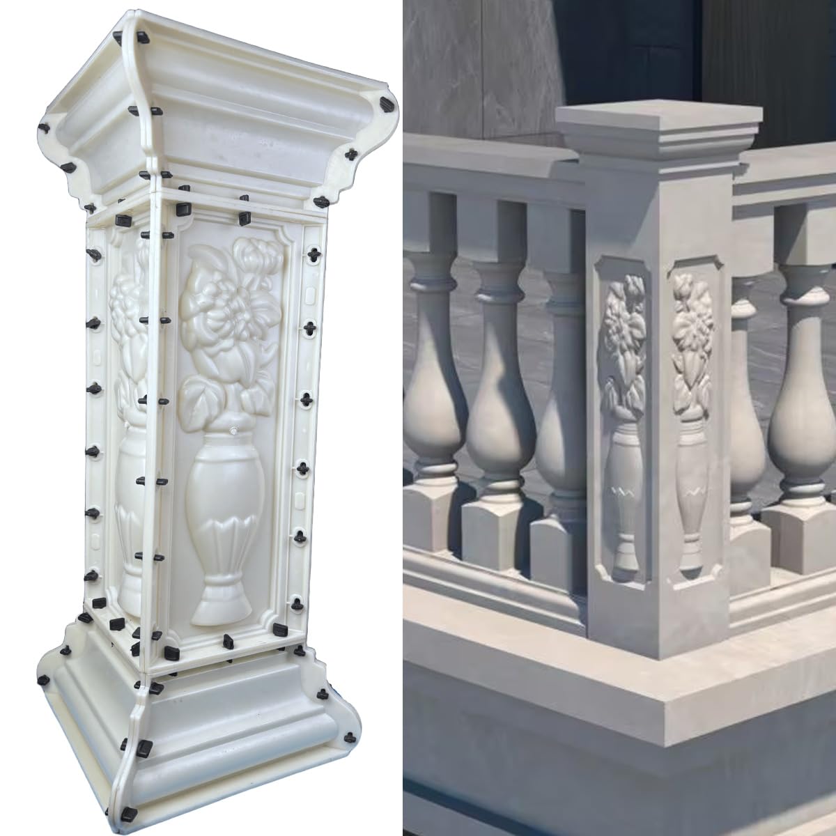 DIYUNIMOULD 38.18" Height Heavy Duty Pillar Concrete Molds for Balcony - Reusable Thickened Cement Casting Mould, Concrete Baluster & Column Forming Molds