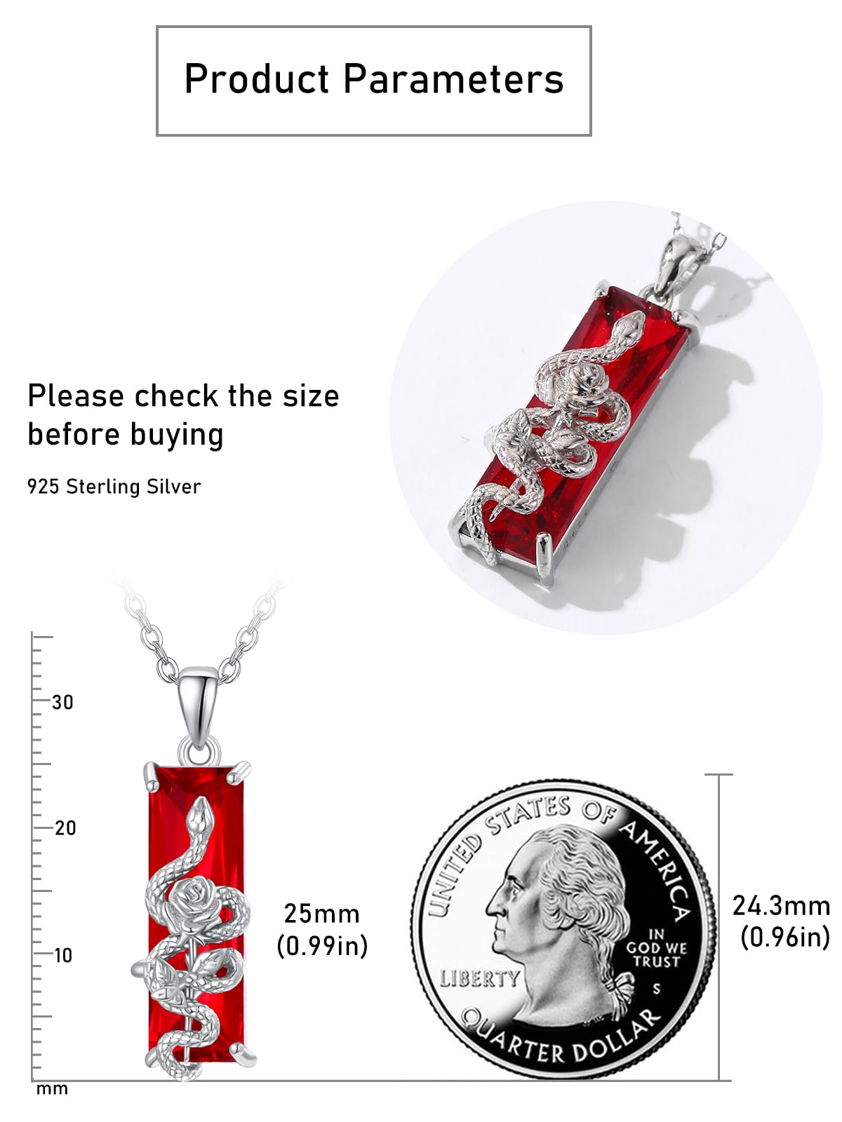 AENEAS Valentines Day Gifts for Women Her Snake Rose Necklace 925 Sterling Silver Red Crystal Pendant Snake Flower Jewelry Gifts for Duaghter Her Wife Women