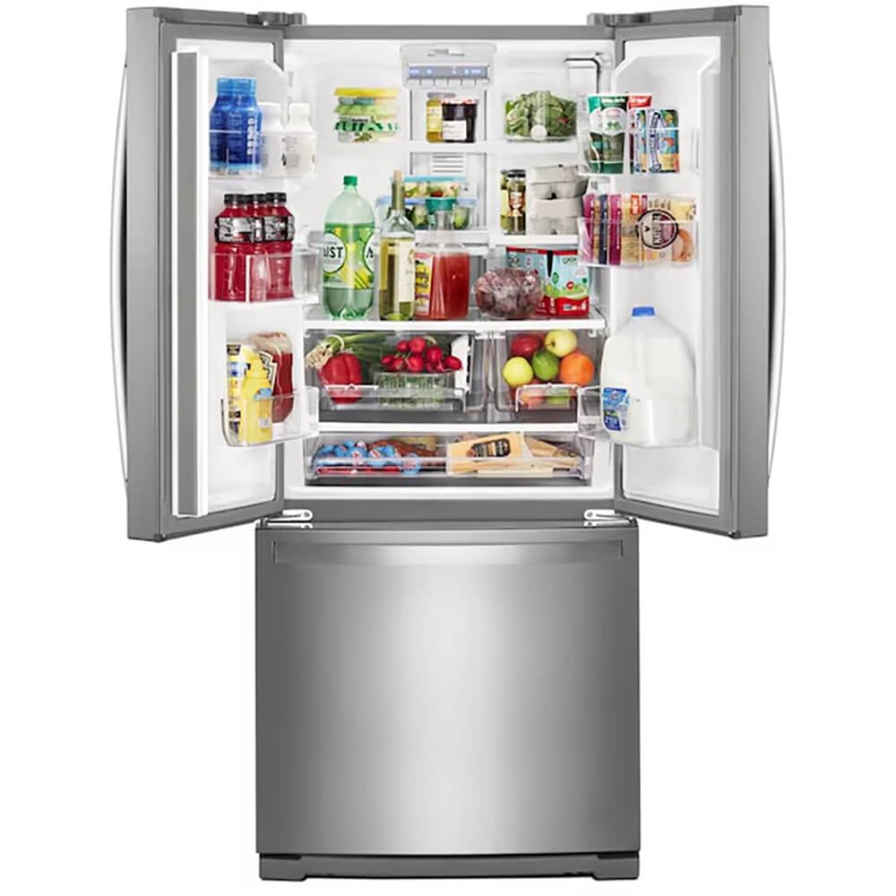 Whirlpool 30 Inch French Door Refrigerator with 19.7 Cu. Ft. Capacity, Internal Ice Maker, Water Dispenser, Spill-Proof Glass Shelves, EveryDrop® Filtration and Fast Cool: Stainless Steel