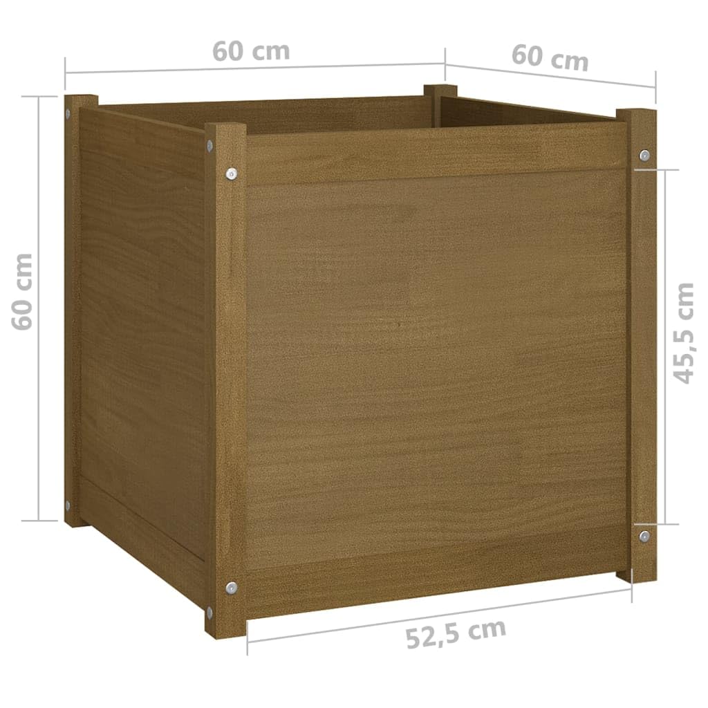 Keeushr Honey Brown Solid Pine Wood Large Durable Garden Planter, Rustic Outdoor Planter Box for Flowers Vegetables Herbs, Sturdy Assembled for Patio Balcony Garden Decor, 1 Piece