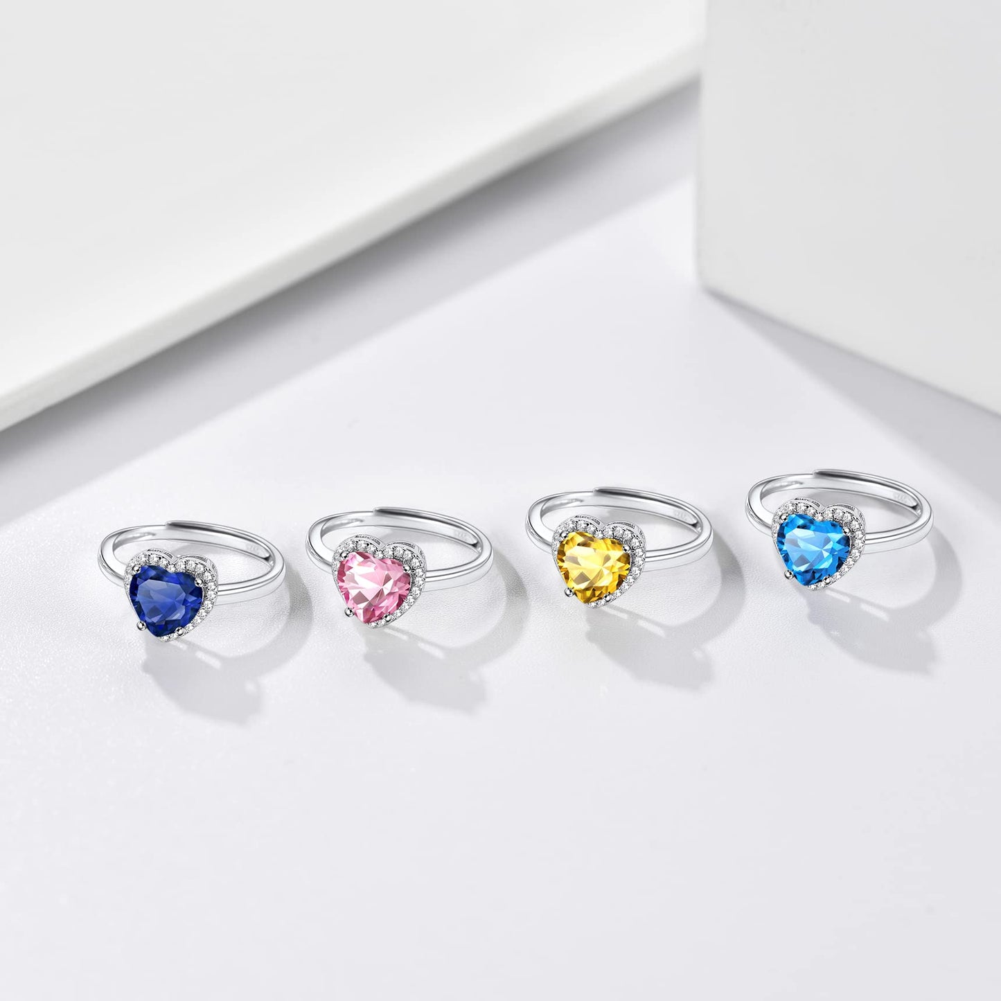 Bestyle Infinity Love Heart October Pink Tourmaline Gemstone Rings with Sparkling CUbic Zirconia, Brilliant Love Heart Diamond Halo Rings Statement Jewelry for Women