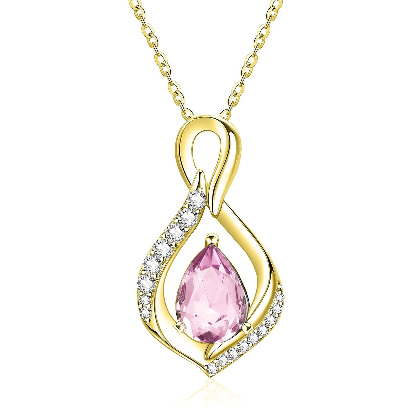 JIYVY32 Pink Tourmaline Infinity Necklace for Women October Birthstone Necklaces 14k Gold Plating Anniversary Birthday Gifts for Wife Her Mom Girlfriend Birthstone Jewelry Gifts for Women