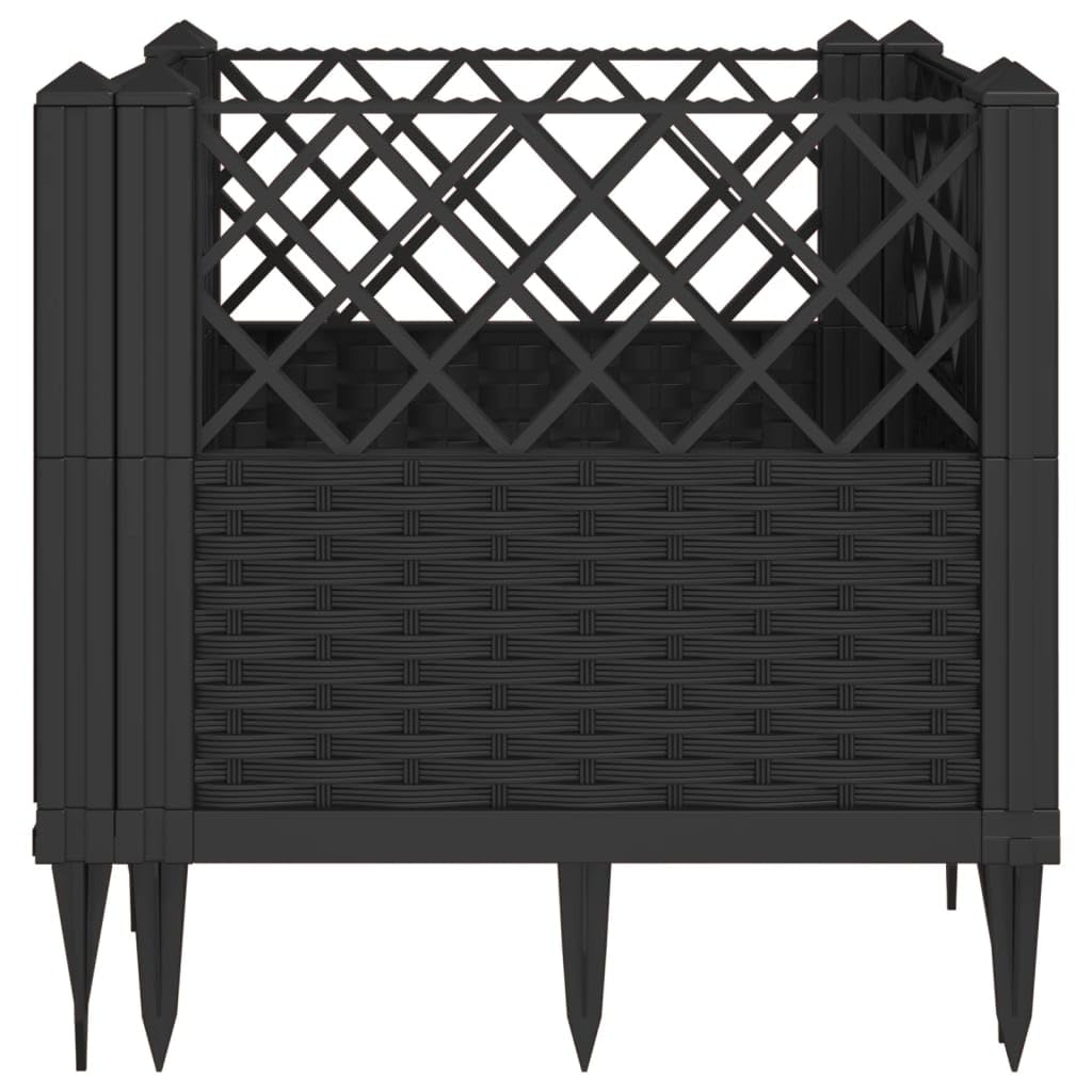WRJENFSC Black Basketweave Raised Garden Planter 17.1 Inch Square Outdoor Planter Box with Modular Design Lightweight Polypropylene Construction for Patio Garden and Vegetable Planting