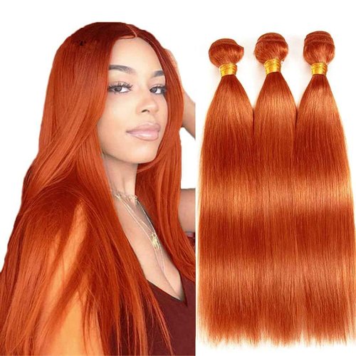 Condescension Human Hair Bundles 22 24 26 inch Orange Burnt Orange 350 Straight Wave Bundles Human Hair Unprocessed Brazilian Virgin Hair for Black Women