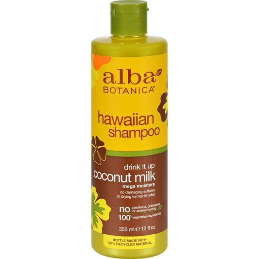 Alba Botanica Natural Hawaiian Shampoo Drink It Up Coconut Milk, 12 Ounces Each (Pack of 3)