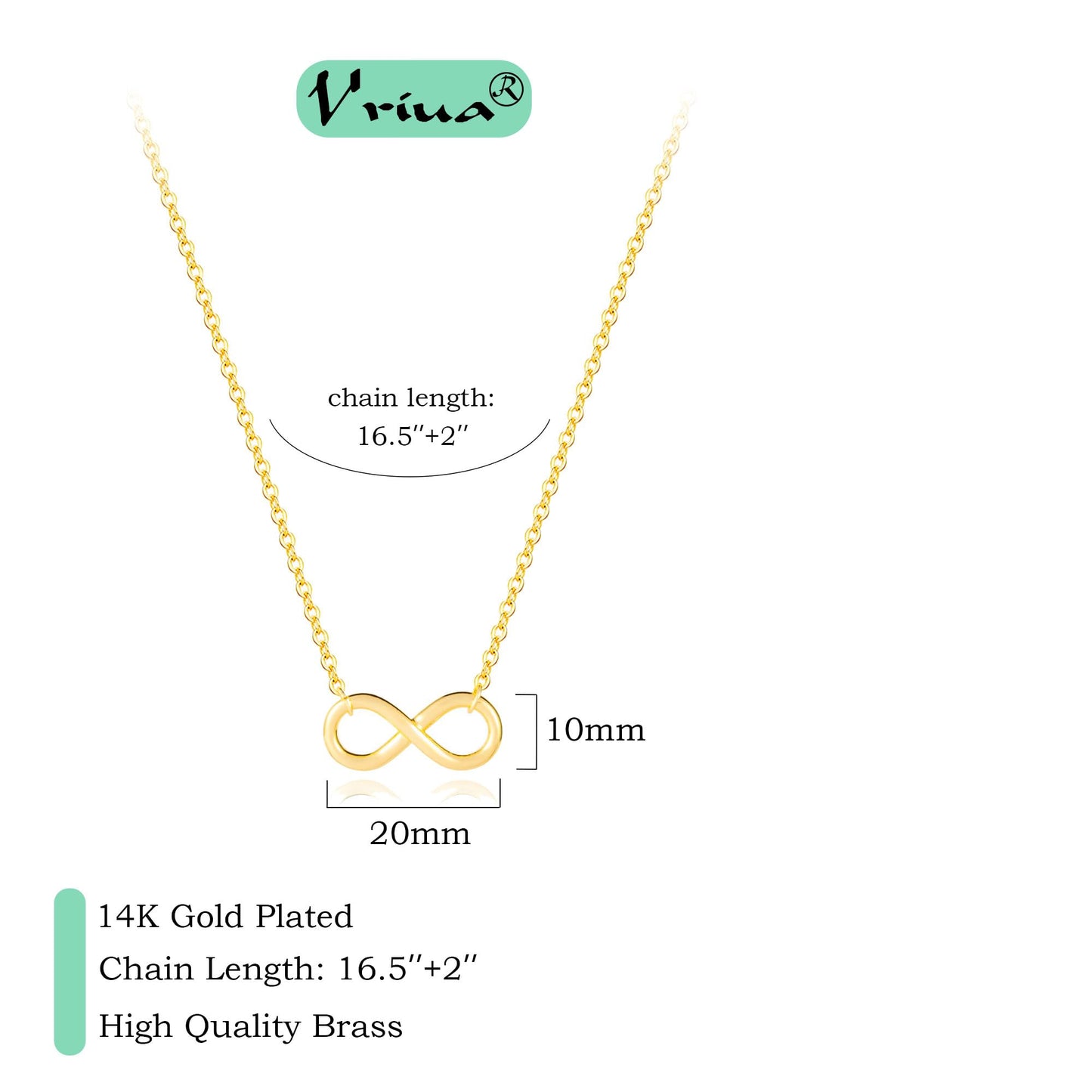 VRIUA Gold Linked Pendant Necklace 14K Gold Plated Dainty Choker Necklace Minimalist Jewelry Everyday for Women