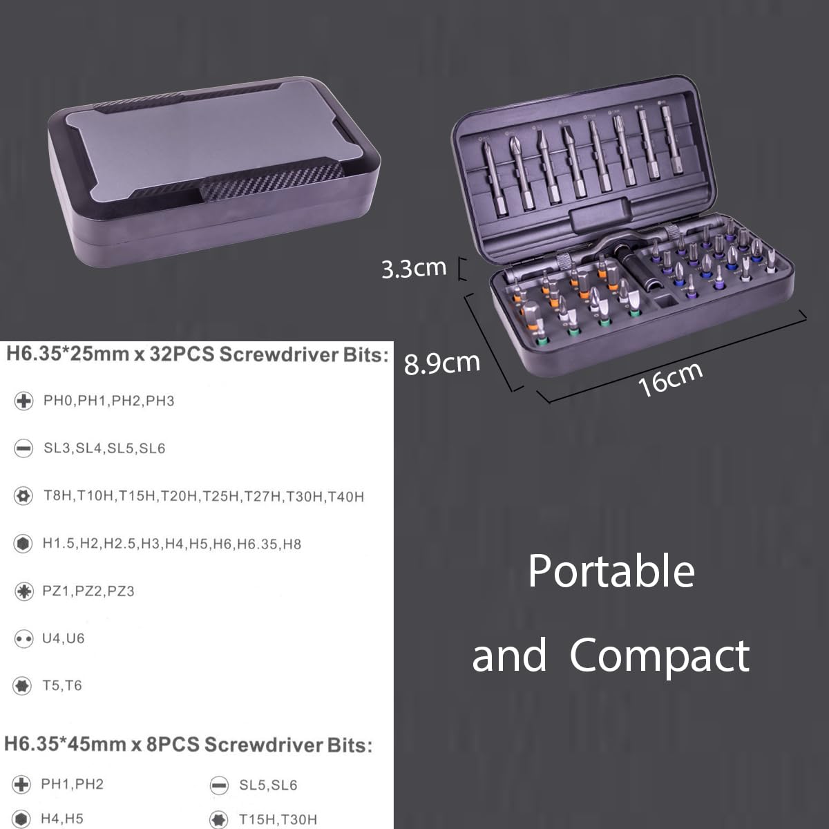 42 in 1 Magnetic DIY Ratchet Screwdriver Set,Multi Bit Screw Drive with Storage Case, Portable Compact Repair Tool Kit for Furniture, Bicycle,Watch,Computer, (42 in 1 Gray)