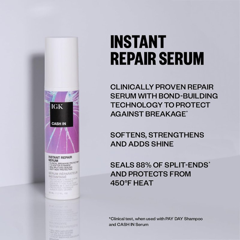 IGK Bond-Building Repair Set | ANTISOCIAL Bond-Building Dry Hair Mask + CASH IN Instant Repair Serum | Repair + Protect + Soften | Vegan + Cruelty Free | New and Improved Scent