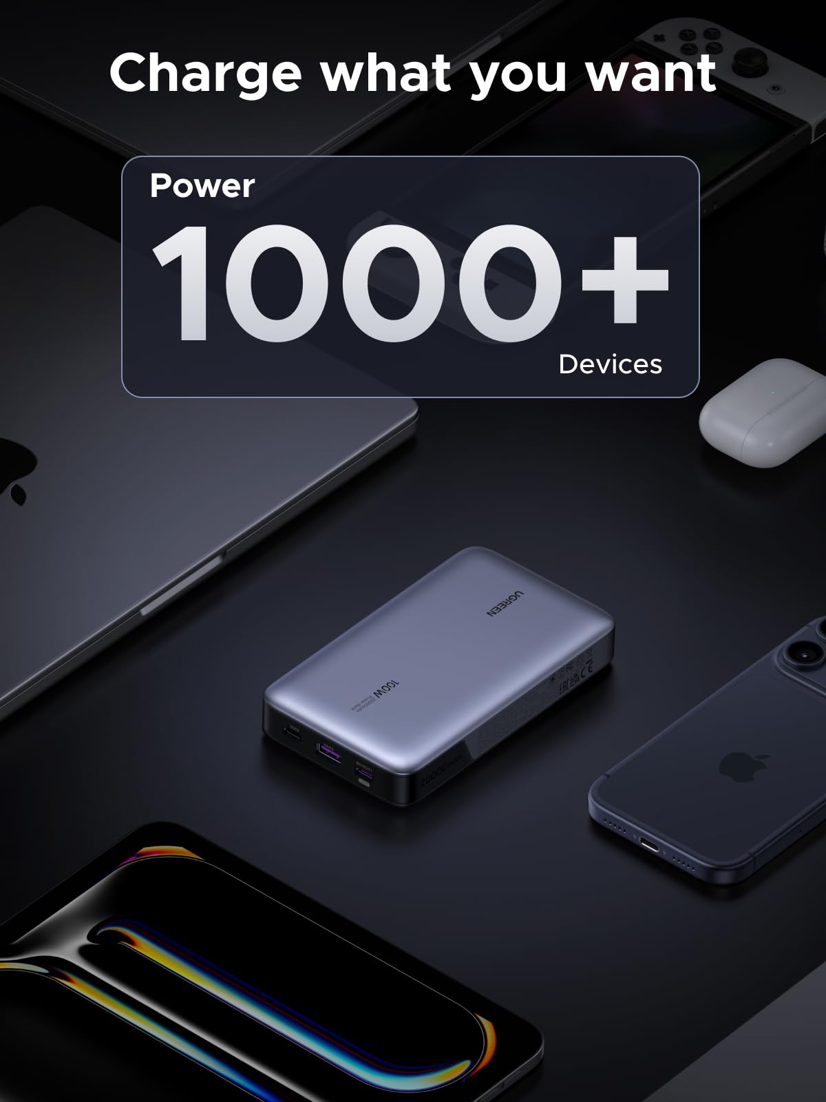UGREEN 20000mAh 100W Power Bank, Nexode Portable Charger USB C 3-Port PD Fast Charging Battery Pack Digital Display for iPhone 17/16, MacBook, iPad, Galaxy S26 Ultra, Steam Deck, Dell XPS and More