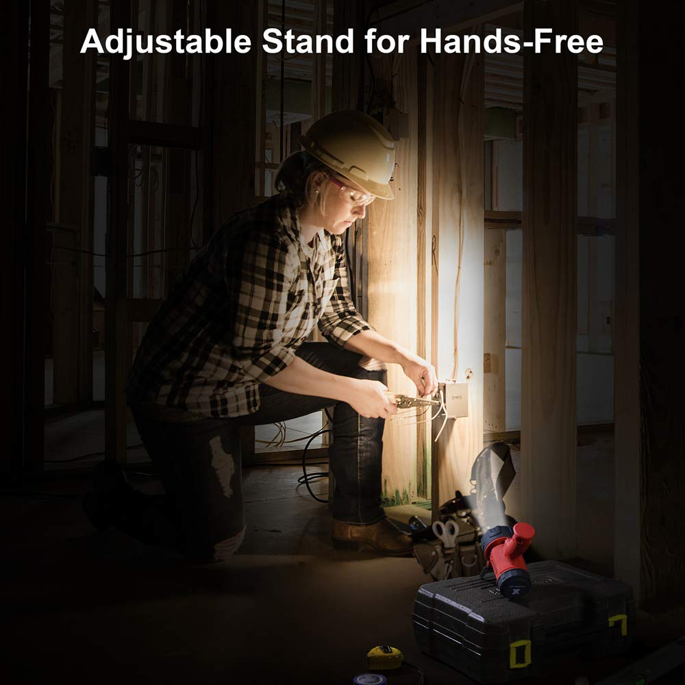 YIERBLUE Rechargeable Spotlight Flashlight with 2000,000 High Lumen LED, IP67 Waterproof Long Running Spot Light searchlight, Impact Resistant Handheld Spotlight with Foldable Stand and Red Lens